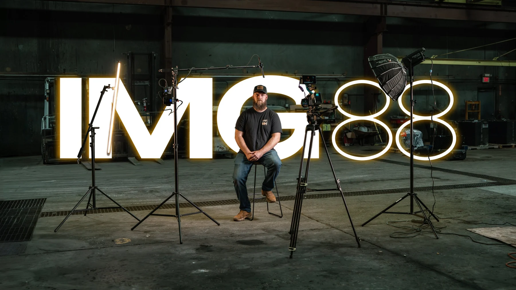 IMG88 production studio with the illuminated IMG88 logo